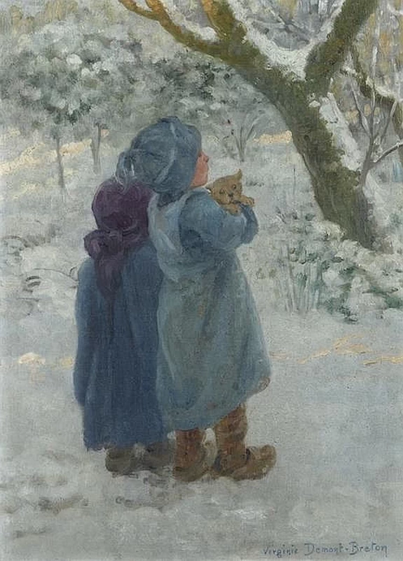 Bambini piccoli e il loro cane nella neve